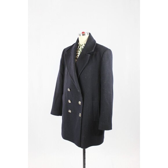 ZARA Navy Blue Wool Blend Double Breasted Short Peacoat Coat, Size M - Picture 4 of 12